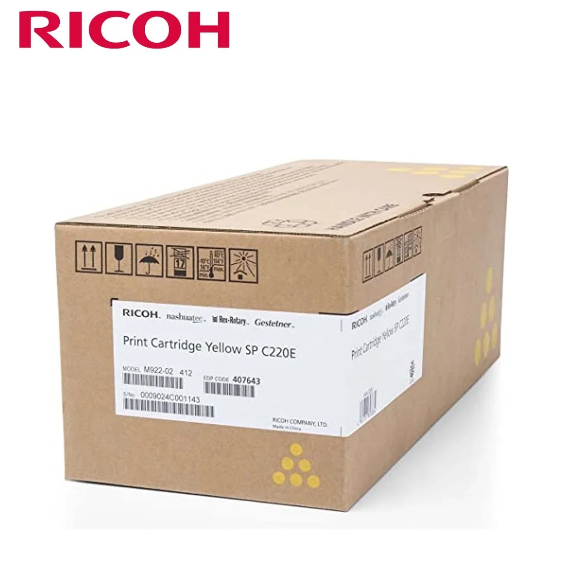 خرطوشة تونر Ricoh 407643 صفراء لطابعات SP C220 وC221 وC222 وC240