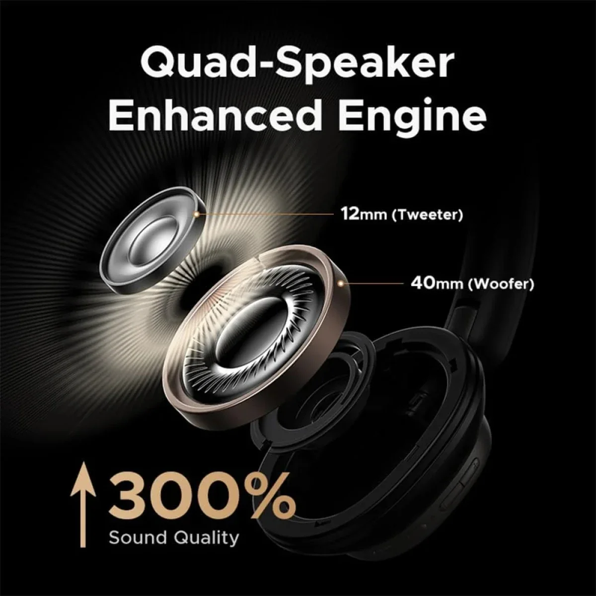 Ugreen HiTune Max6 Studio Pro Wireless Over-Ear Headphones with Adaptive ANC, Black (55687) - Image 4