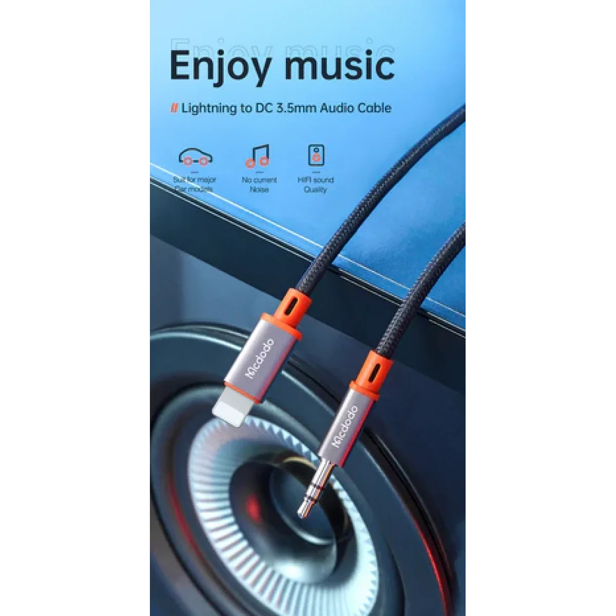 Mcdodo CA-0780 Lightning to 3.5mm AUX Audio Cable Castle Series 1.2m - Image 2
