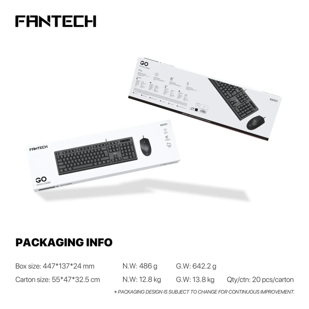 مجموعة لوحة مفاتيح وفأرة مكتبية سلكية Fantech GO KM101 - Image 9