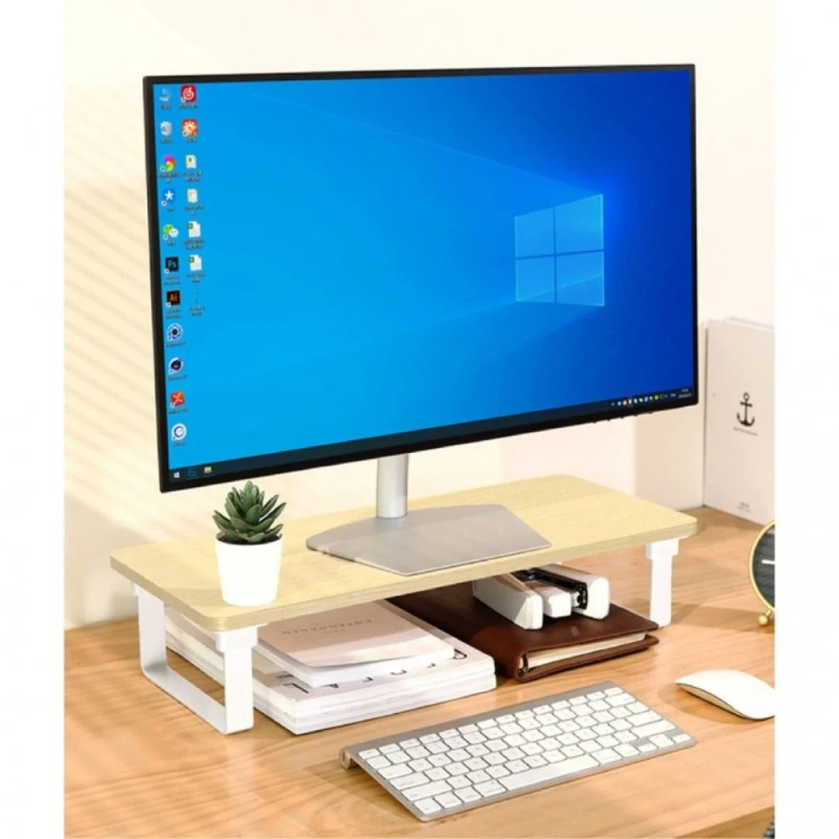 Ugreen LP224 Foldable Laptop Desk Bed Stand - Wood Grain - Image 4
