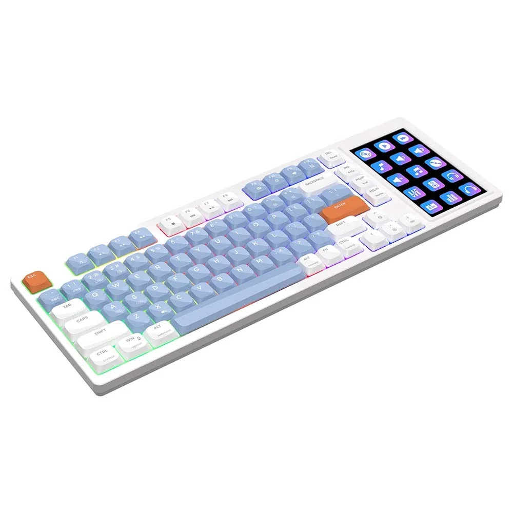 AJAZZ AK815 Mechanical Keyboard with Screen, Red Switches & DIY RGB – White, Blue & Orange - Image 4