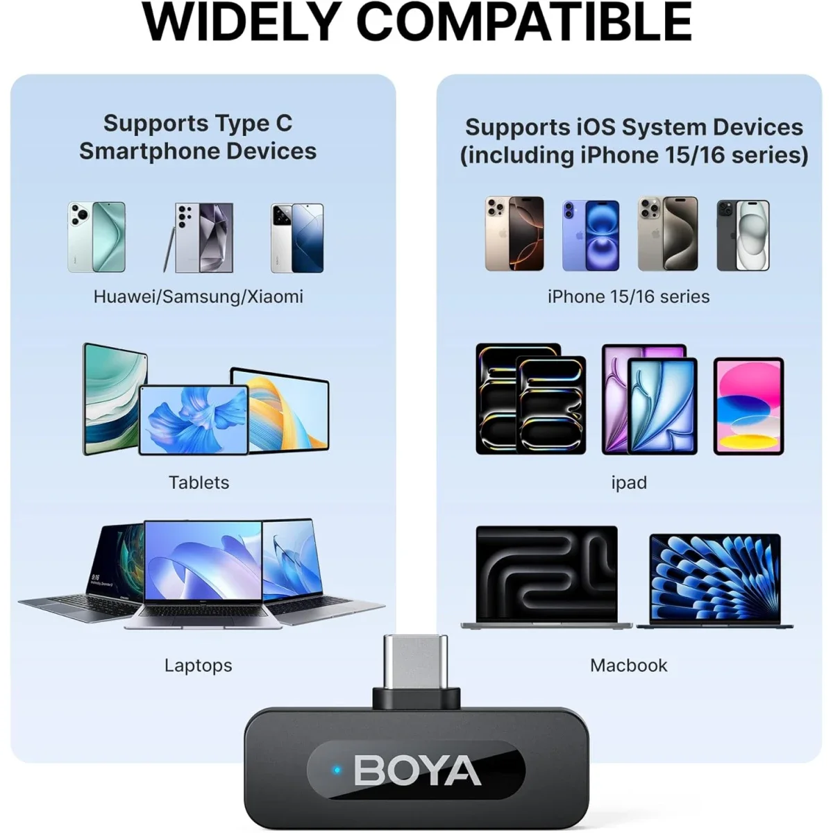 Boya BY-V30 Wireless Lavalier Microphone with USB-C Receiver, 36H Battery Life - Black - Image 6