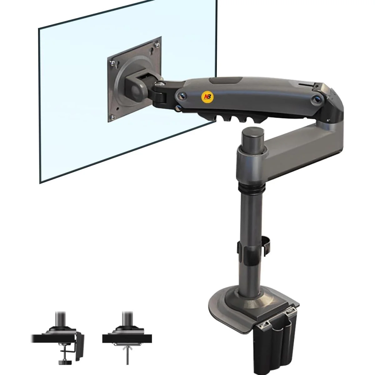 North Bayou H100 Ergonomic Single Monitor Desk Mount Arm, 17–30 Inch, 2–9 kg