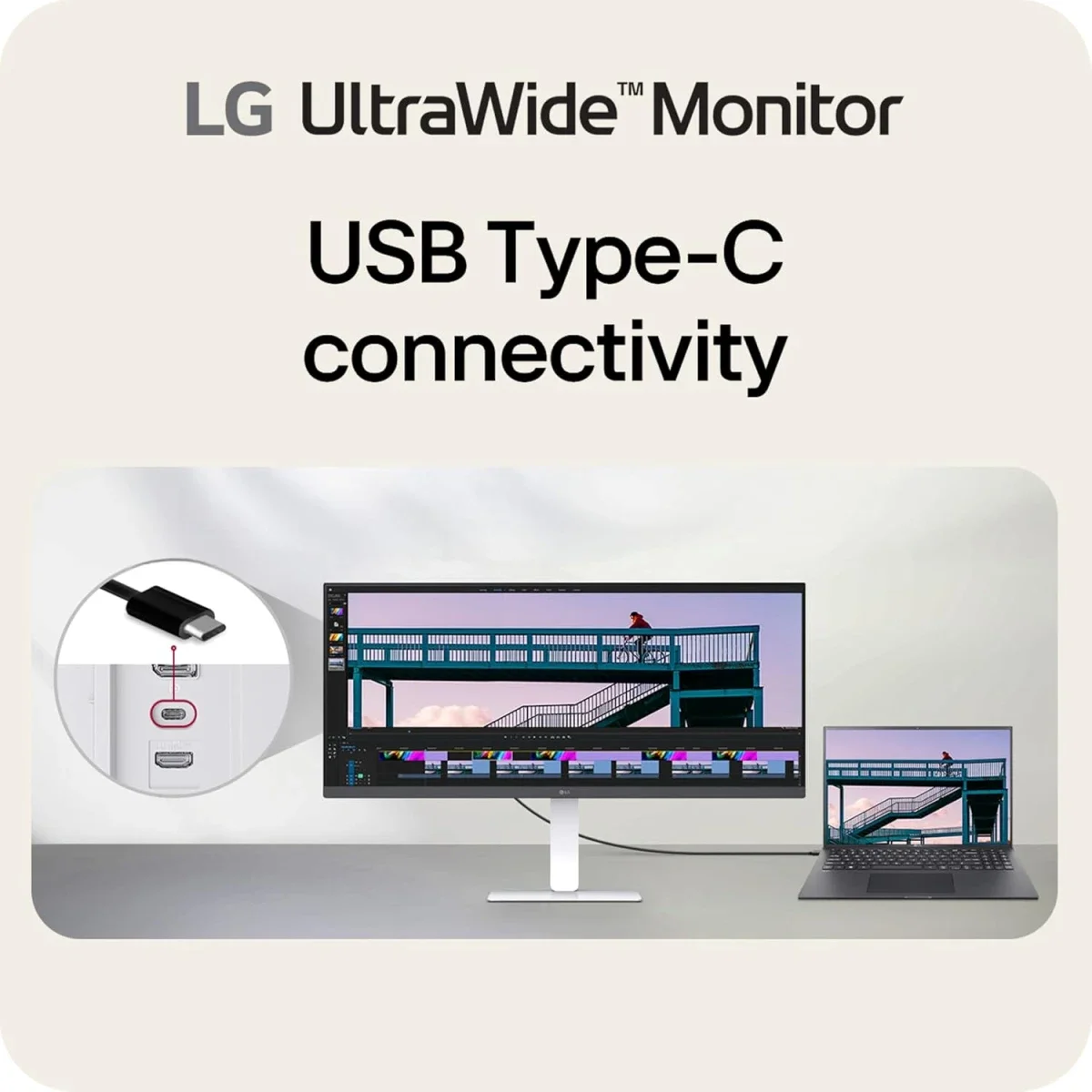 شاشة LG 34U530A-W ألترا وايد 34 إنش Full HD IPS، 100 هرتز، HDR 400، USB-C، أبيض - Thumbnail 4