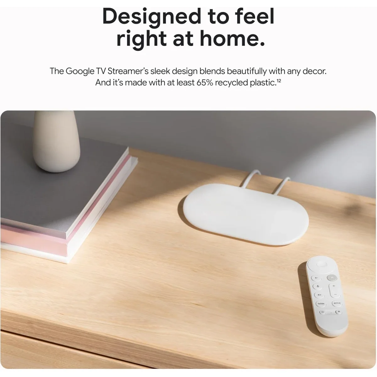جهاز بث Google TV Streamer 4K مع ريموت صوتي وسعة 32GB، Porcelain - Thumbnail 3