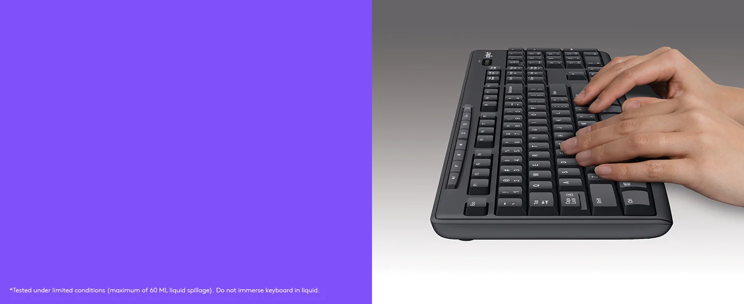 لوحة مفاتيح وماوس لاسلكيان Logitech MK270 بتخطيط عربي/إنجليزي - أسود - Thumbnail 9