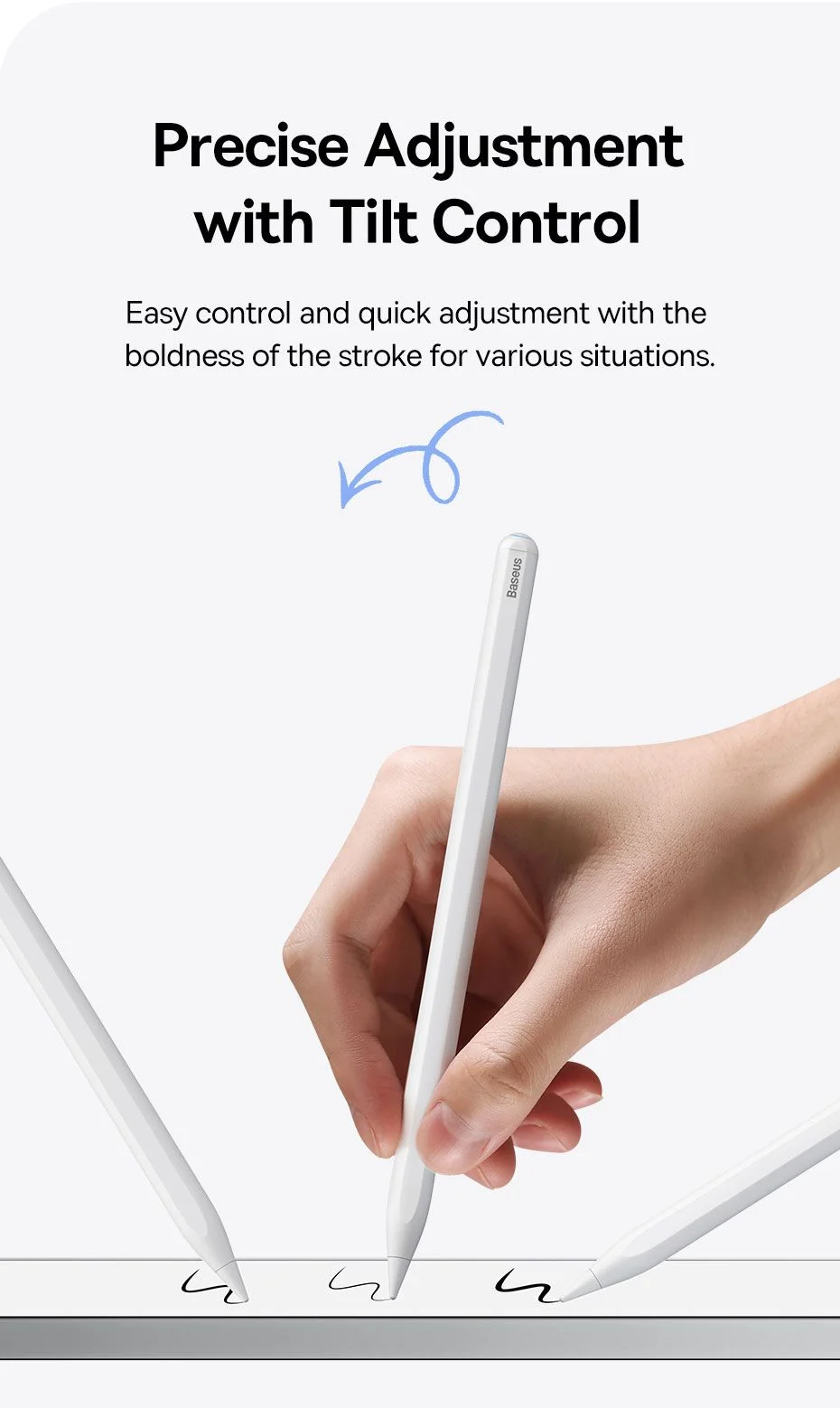 قلم لمس نشط Baseus Smooth Writing 2 Series Stylus Lite بمؤشرات LED، أبيض - Thumbnail 18