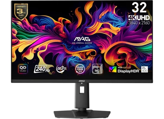 شاشة ألعاب MSI 32 إنش 4K UHD، 240 هرتز، 0.03 مللي ثانية، True Black HDR 400، USB-C بقدرة 15 واط، HDMI وDP – MAG 321UPX QD-OLED - Thumbnail 8