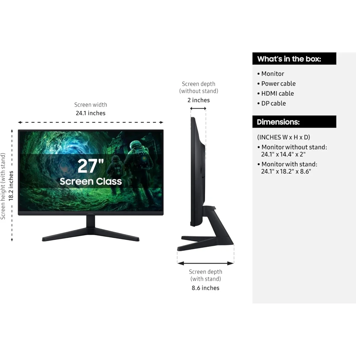 Samsung Odyssey G5 G53F 27-Inch QHD IPS Gaming Monitor, 200Hz, 1ms - Thumbnail 2