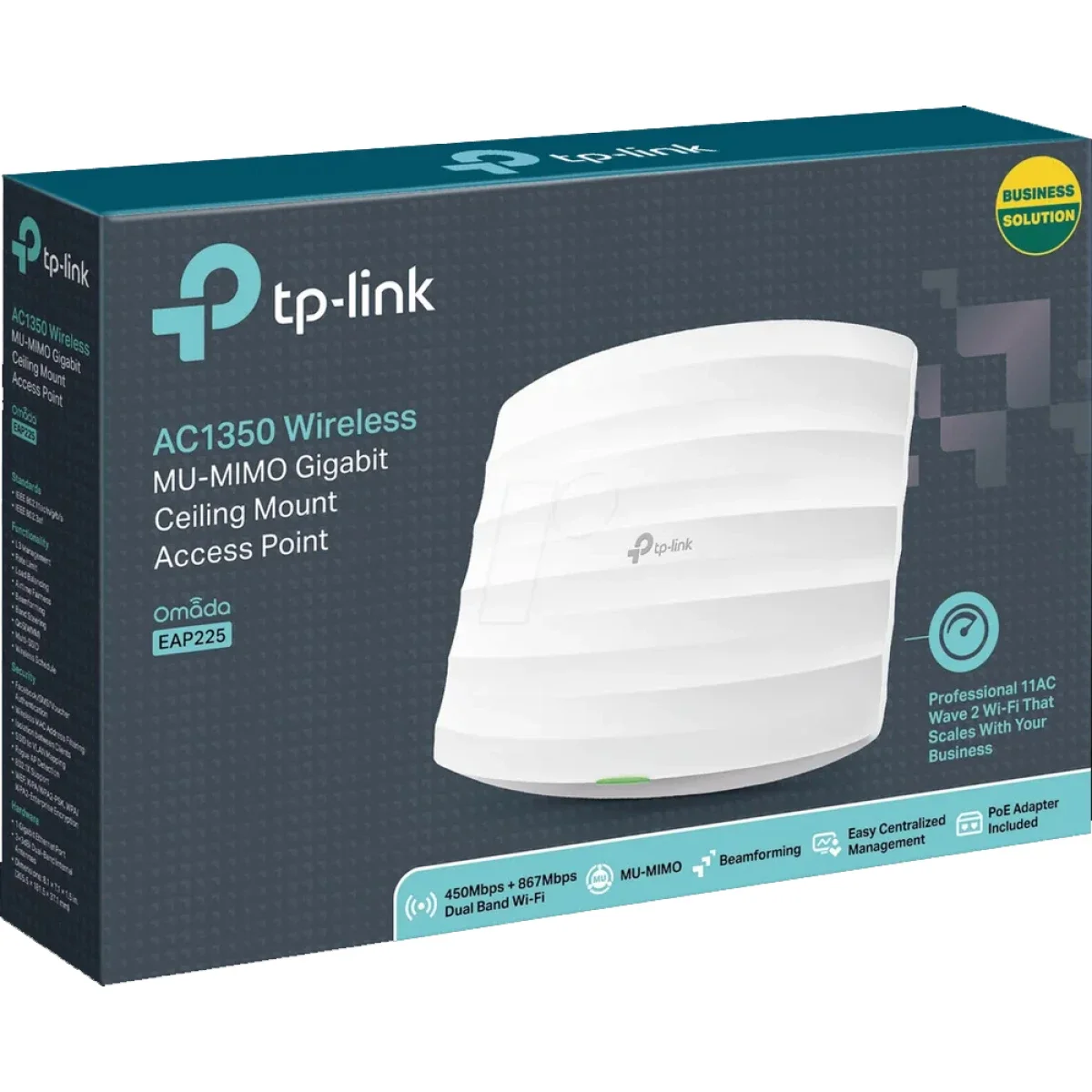 جهاز تغطية لاسلكية للمكاتب والمتاجر والقاعات الدراسية والمساحات التجارية الأخرى TP-LINK Omada EAP225 AC1350 