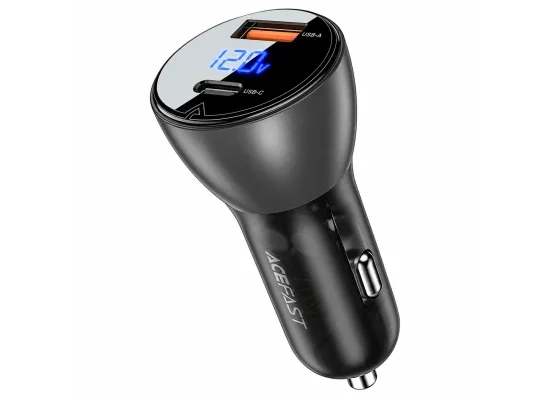ACEFAST B6 63W Dual-Port Metal Car Charger with Digital Display – Transparent Black - Thumbnail 6
