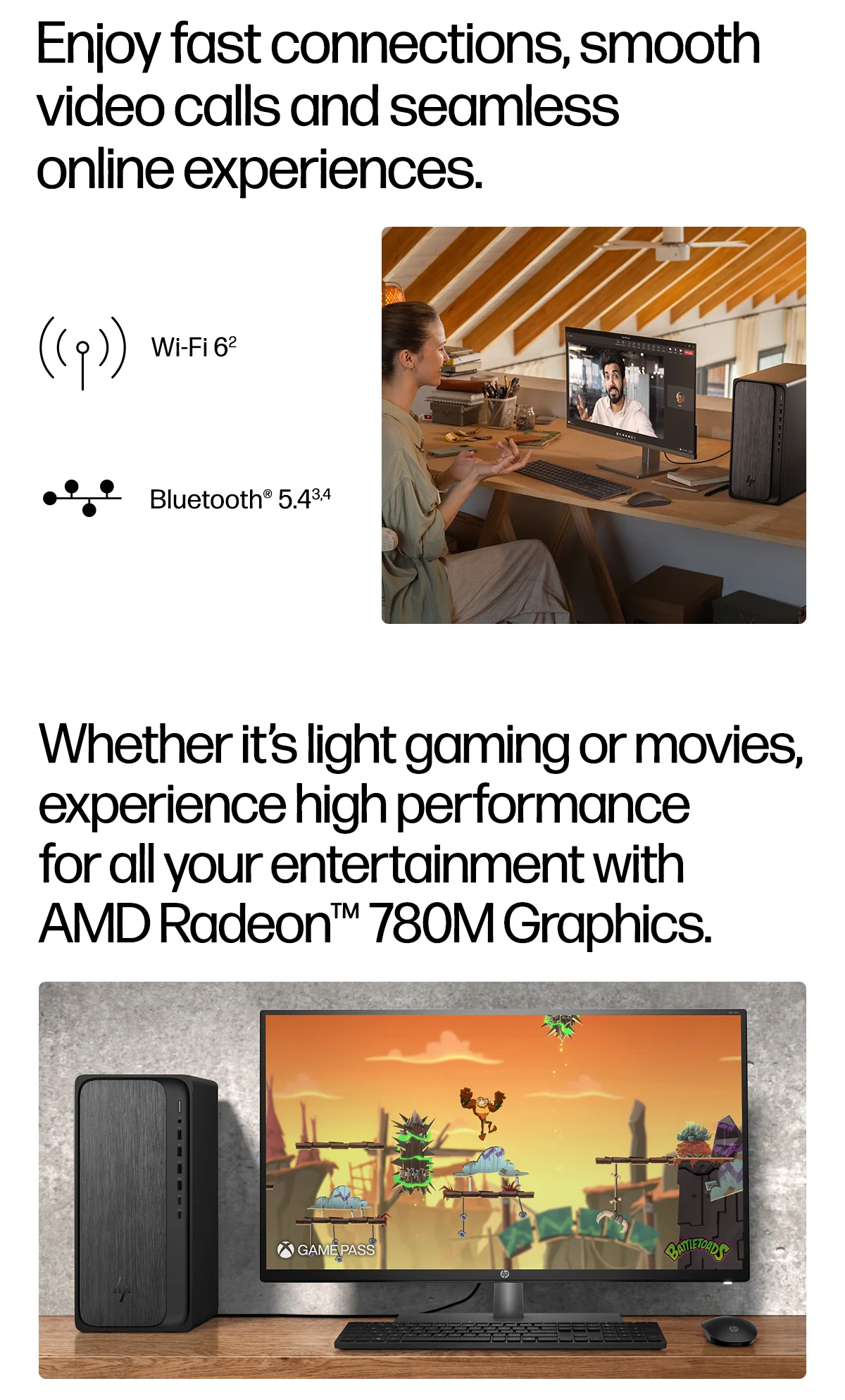 HP OmniDesk M02-0234m Gaming Desktop PC AMD Ryzen 7 8700G 16GB RAM 1TB SSD AMD Radeon 780M Black - Image 9