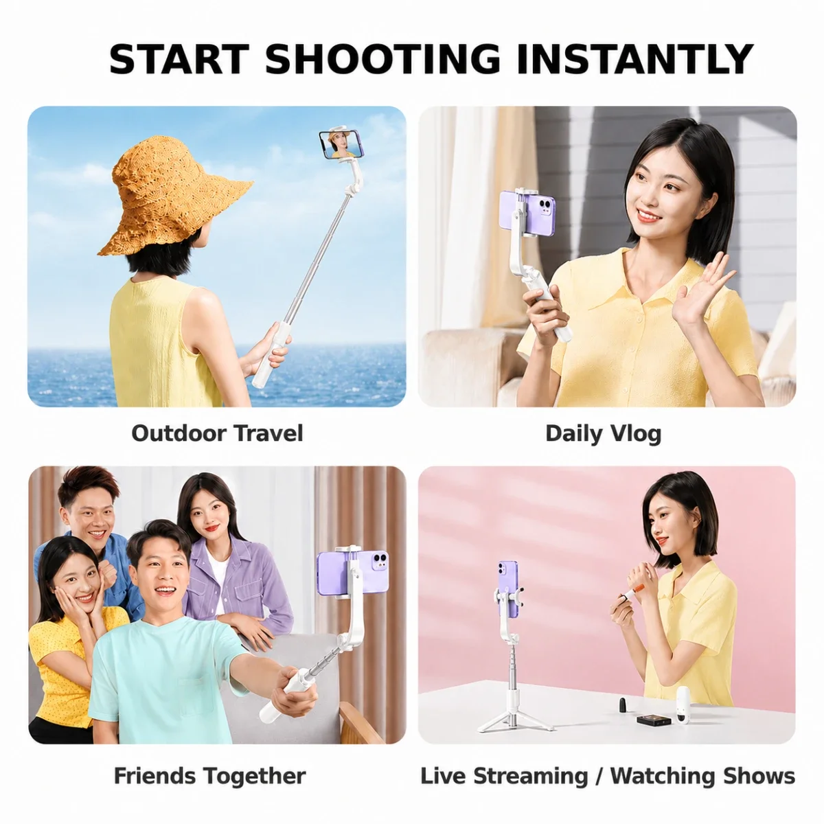 Ugreen LP508 Bluetooth Selfie Stick with Integrated Tripod 75 cm White 25945 - Image 5
