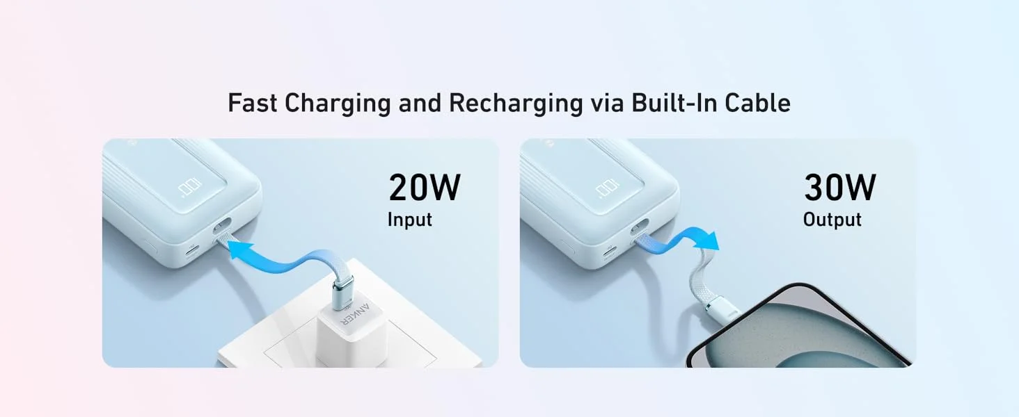 Anker A1688H31 Zolo 10,000mAh 30W USB-C Power Bank Blue - Thumbnail 8