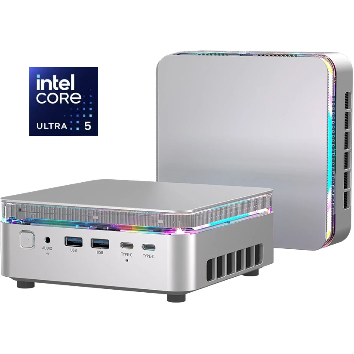 كمبيوتر صغير ACEMAGIC F3M (2025) Mini AI PC Barebone بمعالج Intel Core Ultra 5 125H باللون فضي