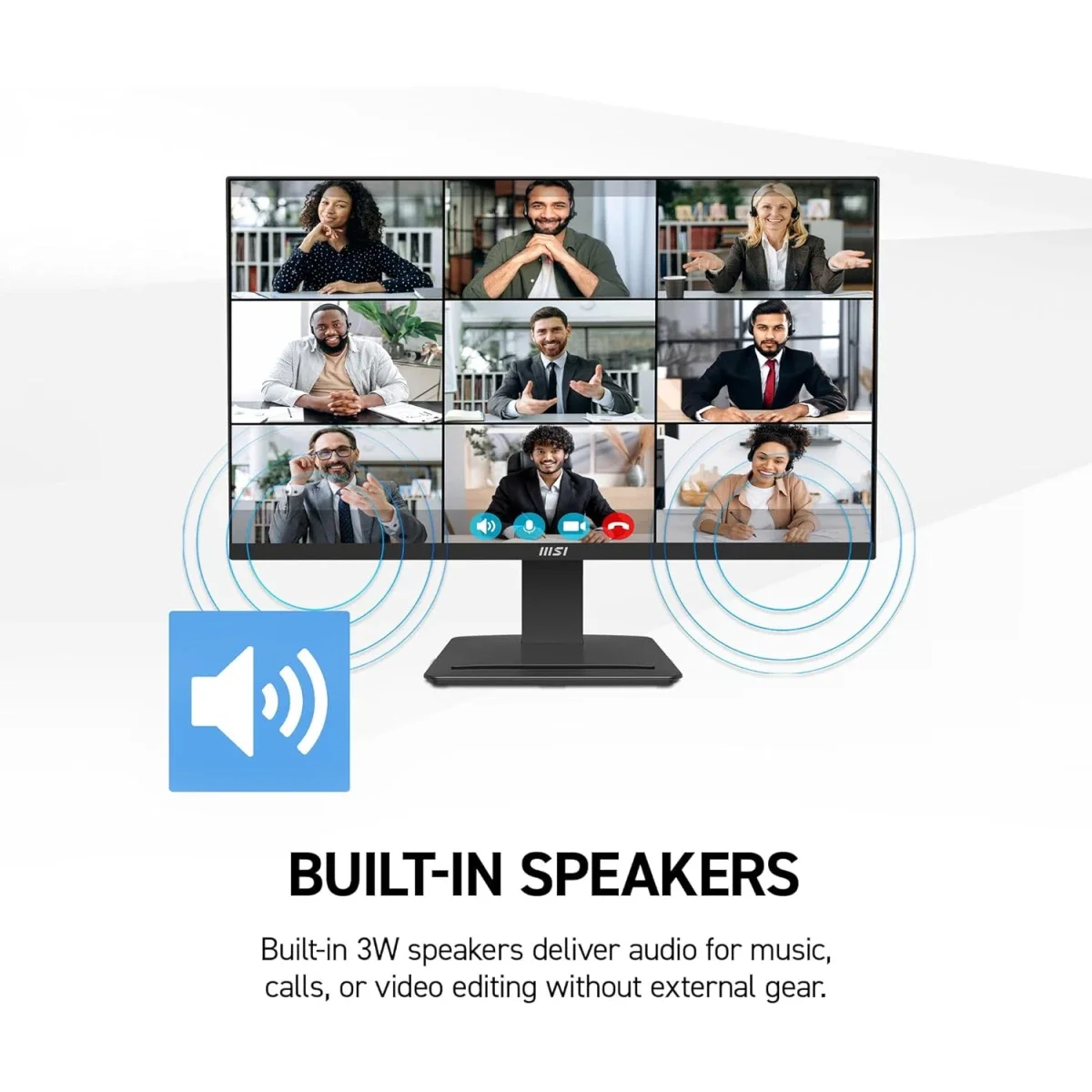 شاشة MSI 27 إنش IPS Full HD بتردد 144Hz واستجابة 1ms، Less Blue Light PRO، سماعات مدمجة، تعديل الميل، VESA، HDMI وDP - أسود - PRO MP273 E14A - Thumbnail 8