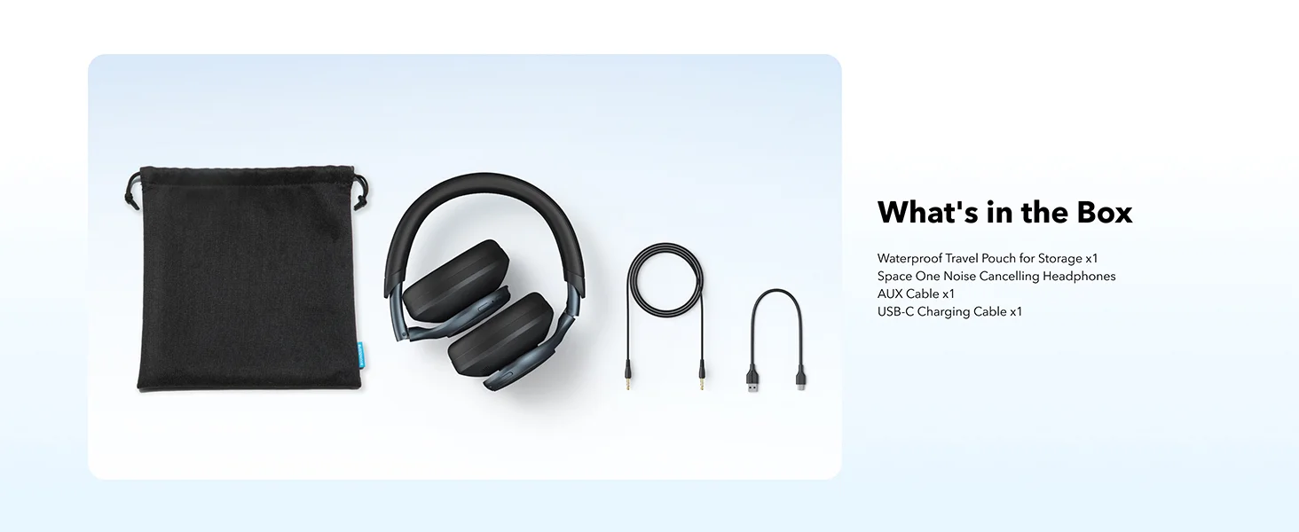 Anker Soundcore Space One ANC Wireless Headphones, LDAC, Bluetooth 5.3, Black - Thumbnail 19