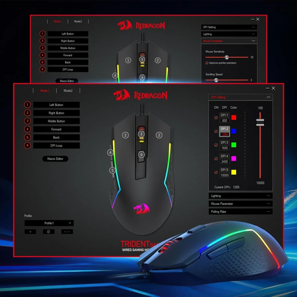 ماوس ألعاب سلكي Redragon M616 RGB بدقة 10000 DPI و6 أزرار قابلة للبرمجة - Thumbnail 6