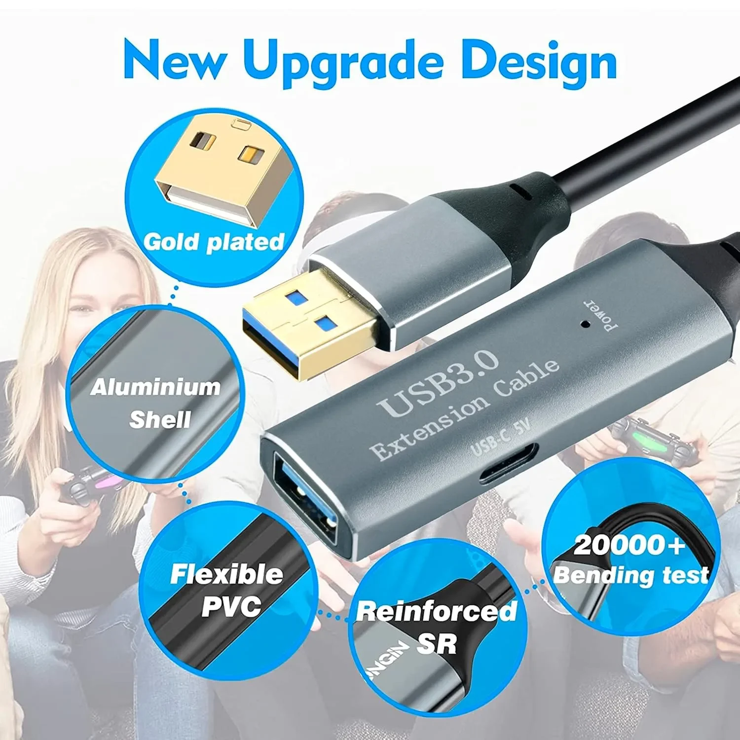 كابل تمديد USB-A 3.0 نشط مع شريحة NXP مدمجة 10 متر - Thumbnail 2
