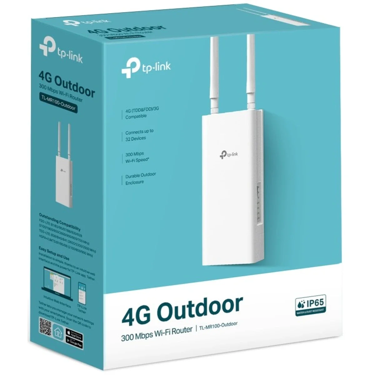 TP-LINK TL-MR100 Outdoor 4G LTE Wi-Fi Router, 300 Mbps
