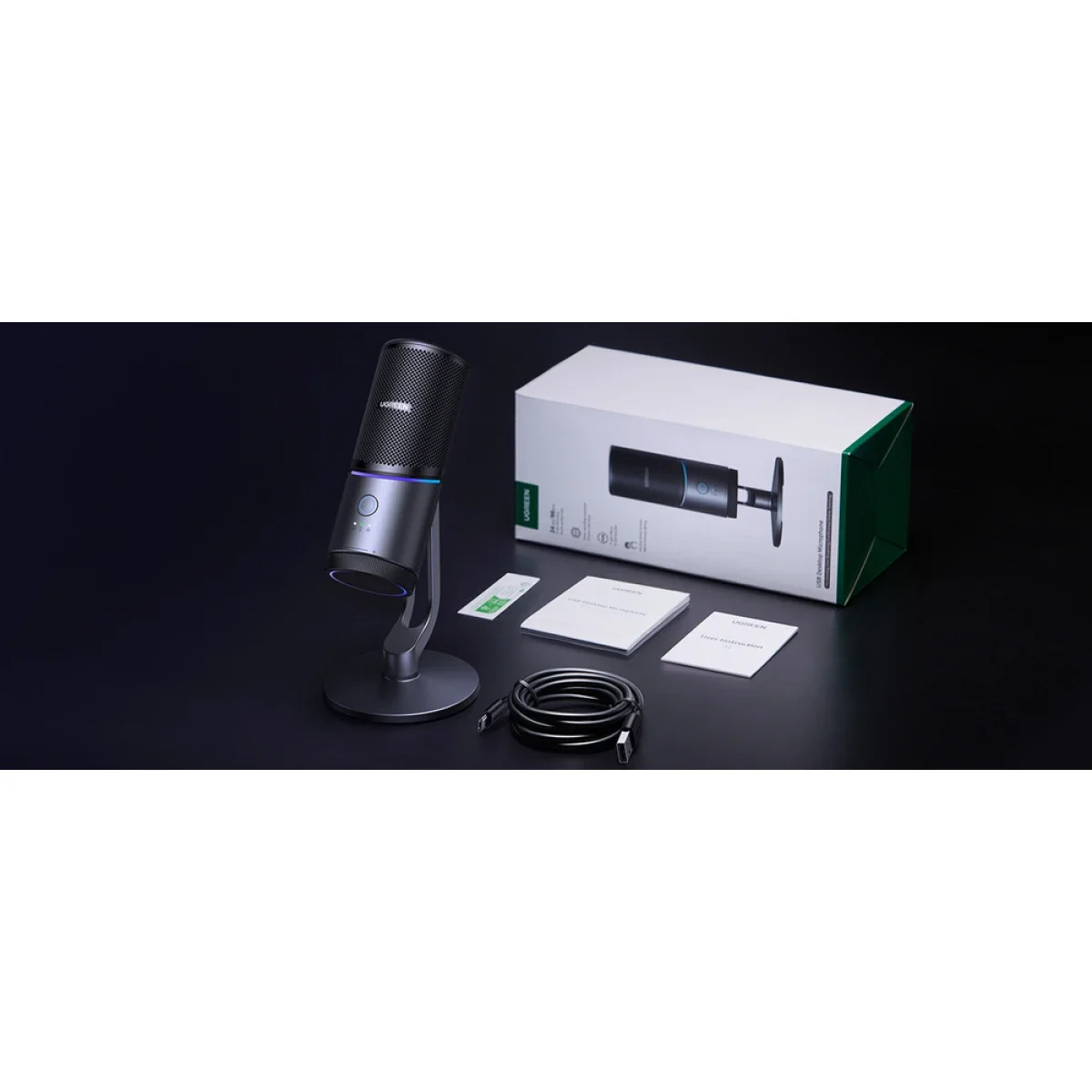 Ugreen CM769 USB Condenser Microphone with RGB, 24-bit/96 kHz Cardioid Pickup - Dark Gray - Image 10