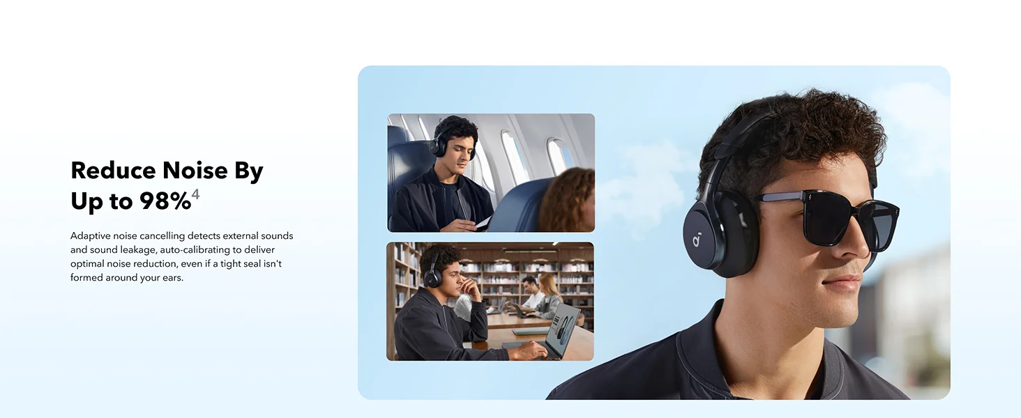 Anker Soundcore Space One ANC Wireless Headphones, LDAC, Bluetooth 5.3, Black - Thumbnail 9