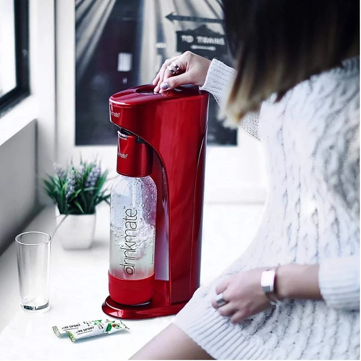 DrinkMate Water & Soda Machine with CO2 Cylinder Included - Red - Image 5
