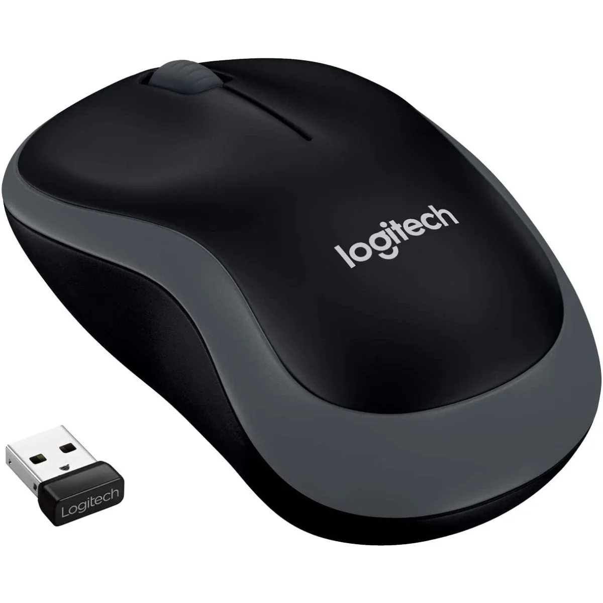 ماوس لاسلكي Logitech M185 بتردد 2.4GHz ومستقبل USB ودقة 1000 DPI رمادي Swift - Thumbnail 2