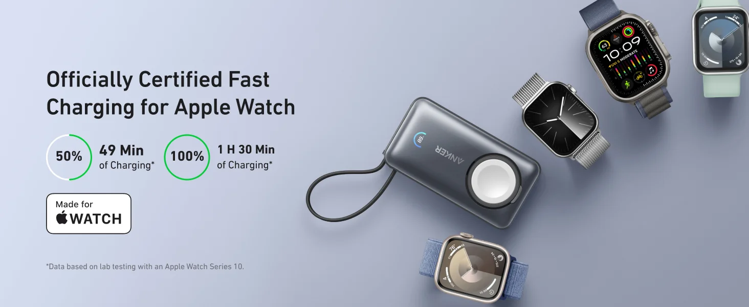Anker MagGo Power Bank for Apple Watch 10000mAh with Built-in USB-C Cable 35W Black - Thumbnail 10