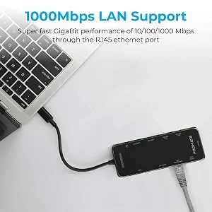 محول متعدد المنافذ USB-C من Promate PrimeHub-Pro 11 في 1 مع 100W PD و4K HDMI وVGA وRJ45 وAUX وSD/TF و4 USB - Thumbnail 11