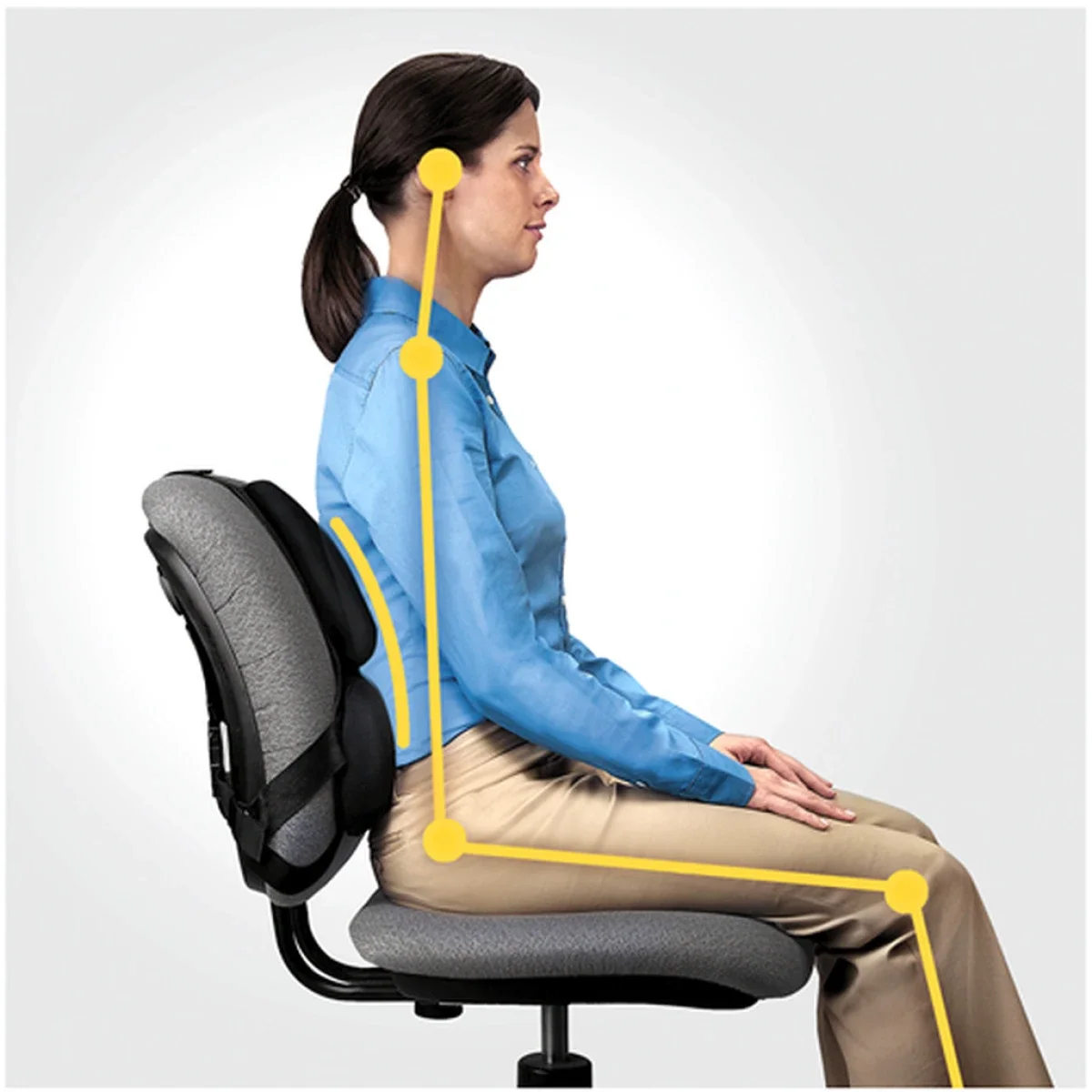 مسند دعم للظهر Fellowes Professional Series Ultimate Back Support بثلاثة أقسام من إسفنج الذاكرة، أسود - Image 5