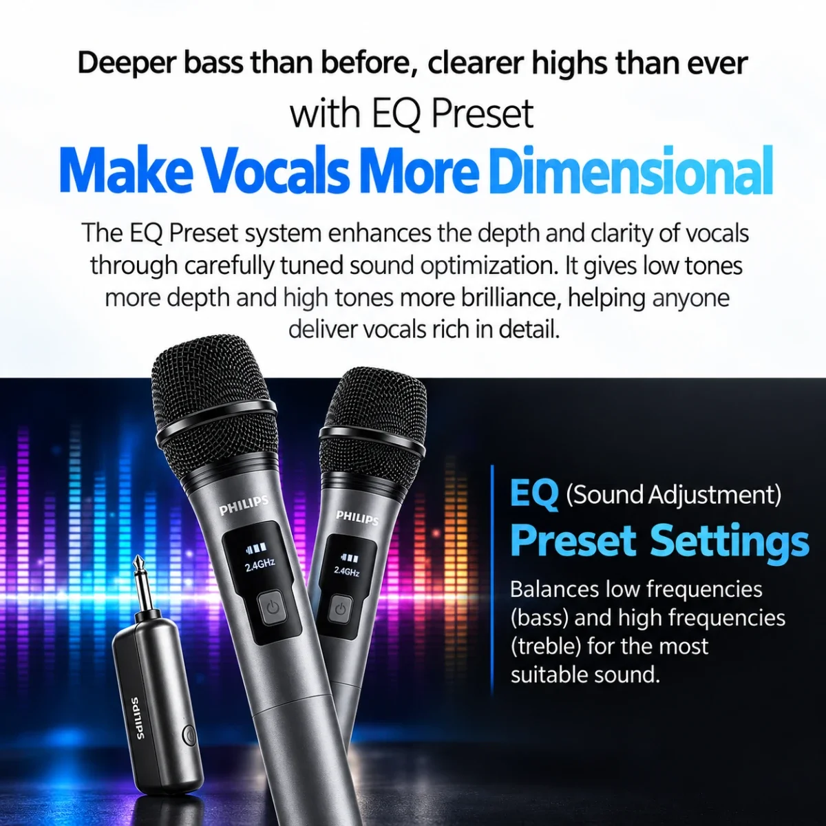 Philips DLM3401TP/00 Dual Wireless Karaoke Microphone Set, 30m Range, 12 Hours - Image 3