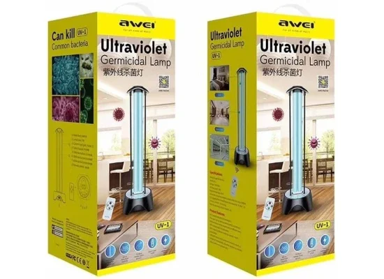 مصباح UV مبيد للجراثيم Awei UV-1 بقدرة 38 واط مع ريموت كنترول، 220 فولت - Image 3
