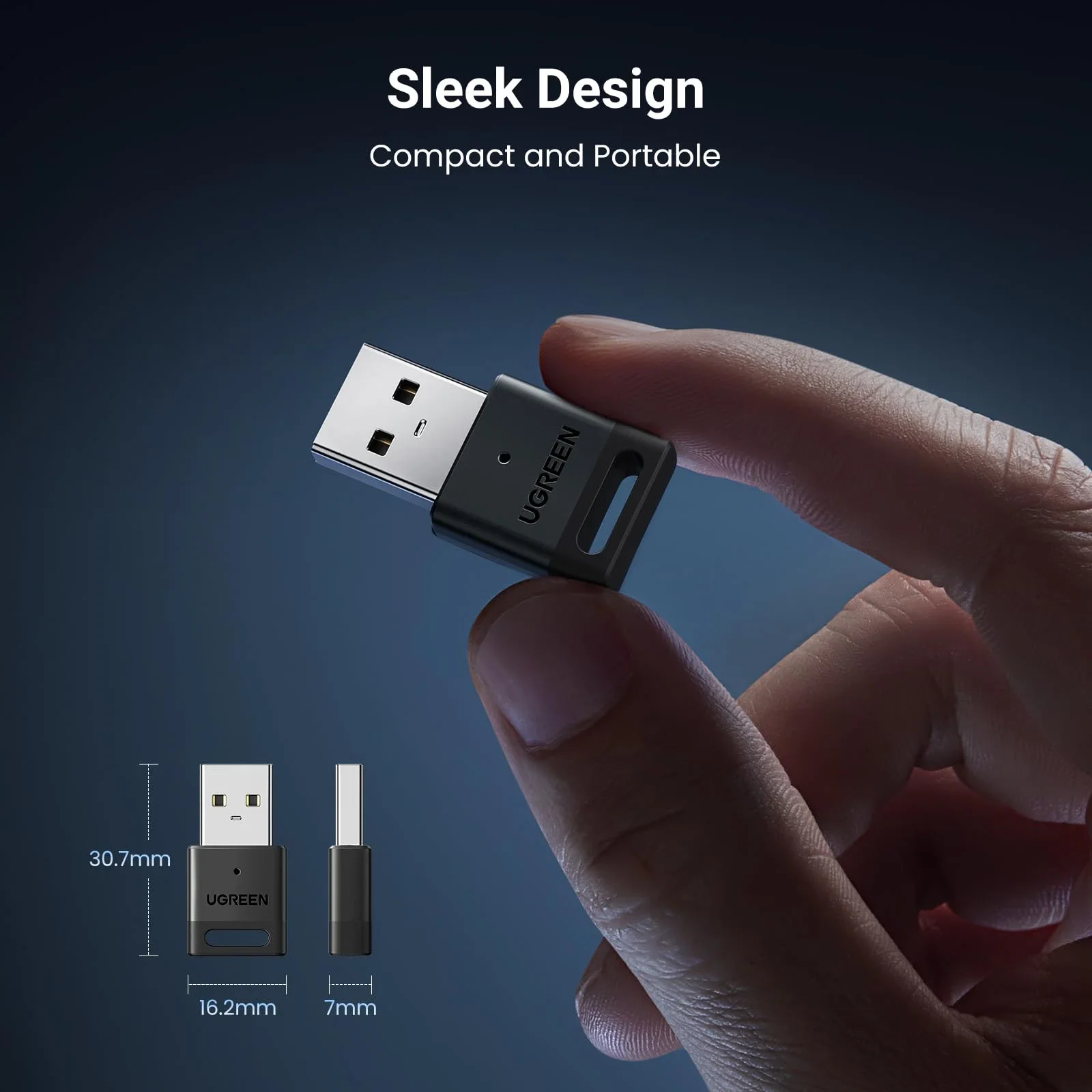 محول بلوتوث Ugreen 45134 USB للكمبيوتر بإصدار 5.4 - Thumbnail 2