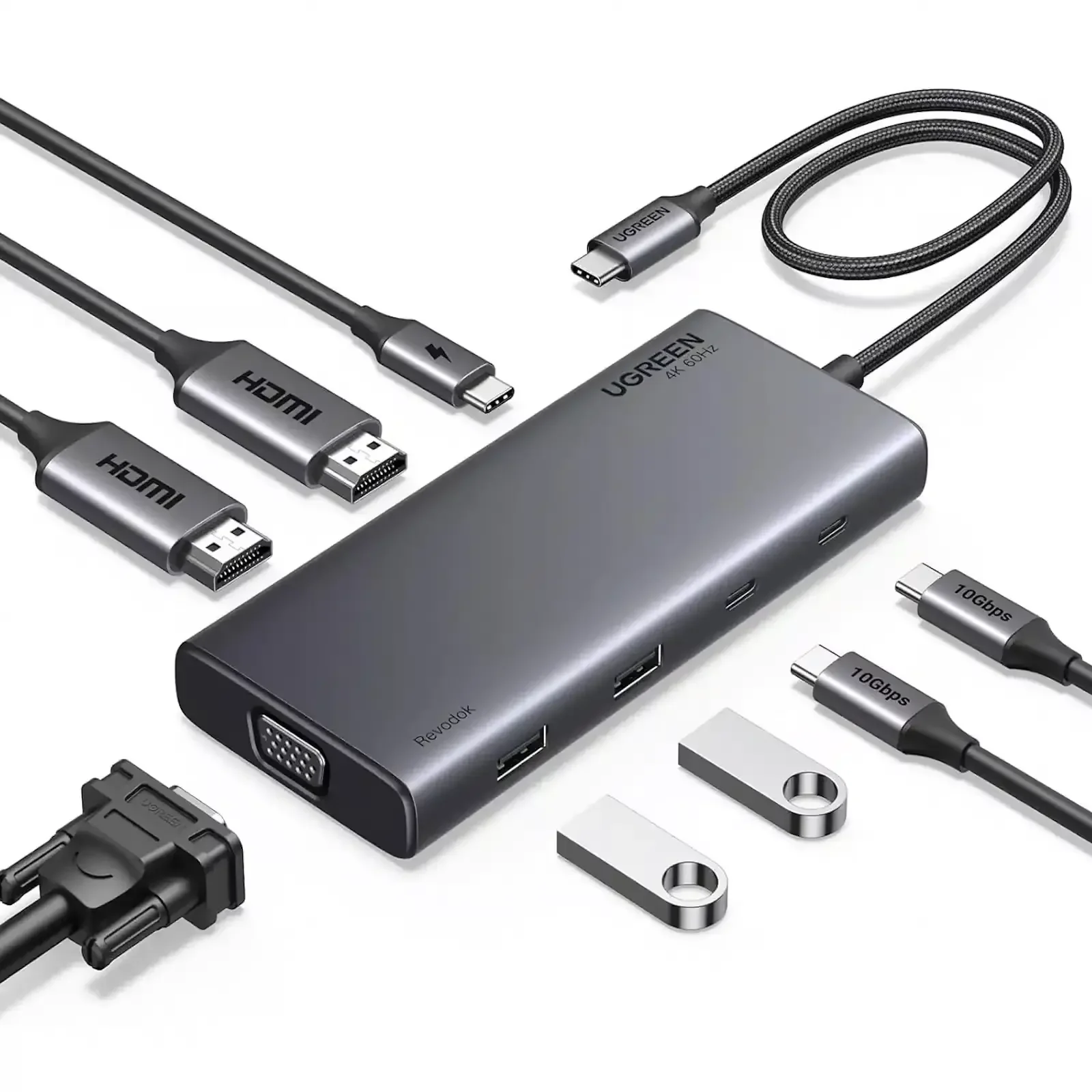 Ugreen 35588 Revodok 8-in-1 USB-C Multiport Docking Station 4K 60Hz 100W Triple Display