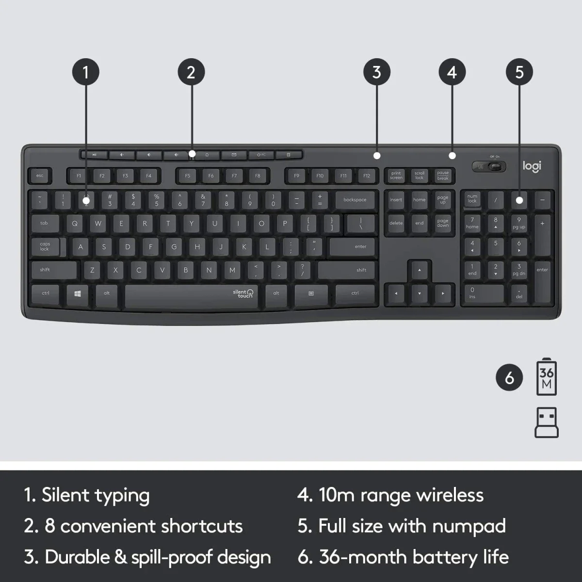 Logitech MK295 Wireless Keyboard and Mouse Combo with SilentTouch - Image 2