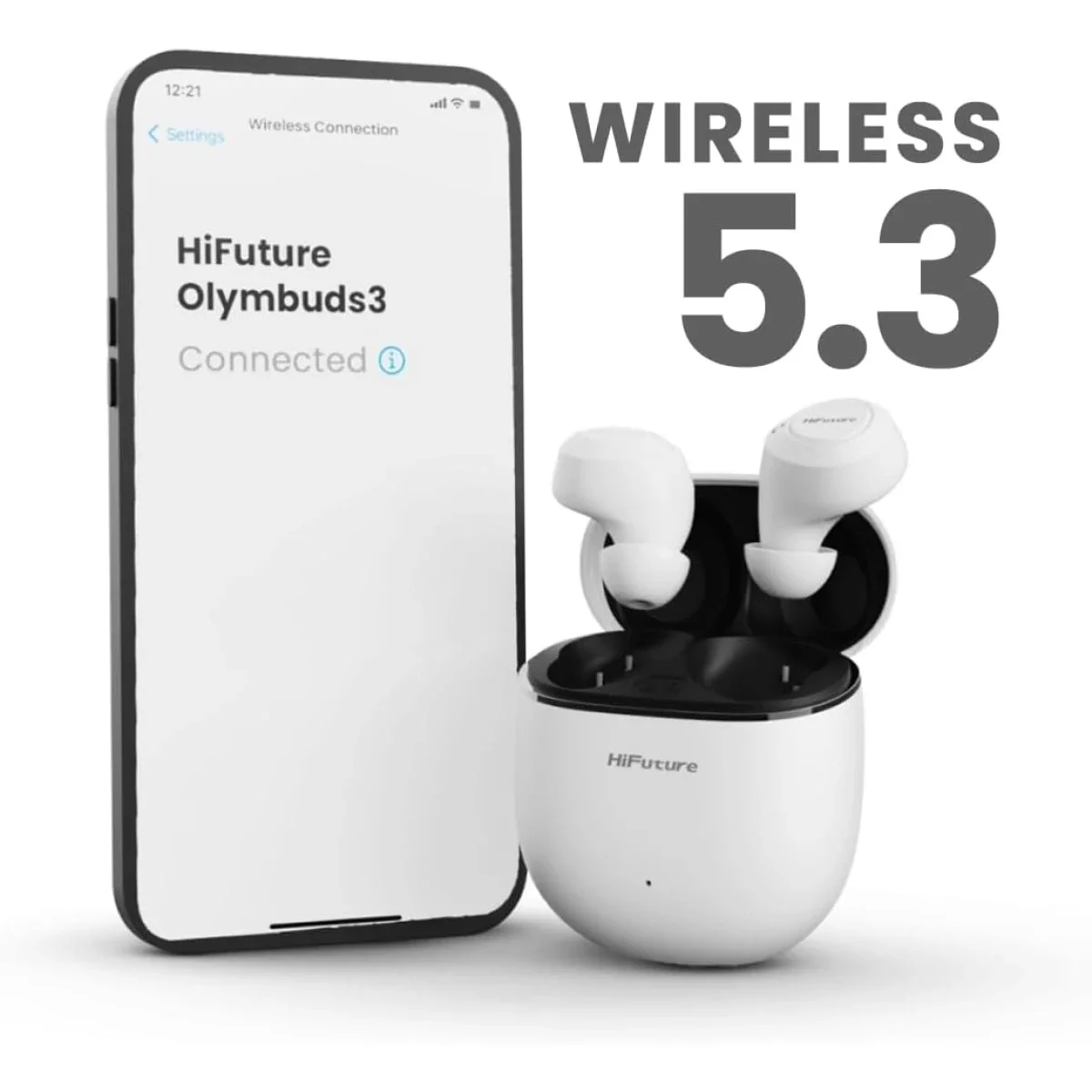 سماعات أذن HiFuture OlymBuds3 لاسلكية، تشغيل حتى 25 ساعة، IPX5، أبيض - Image 6