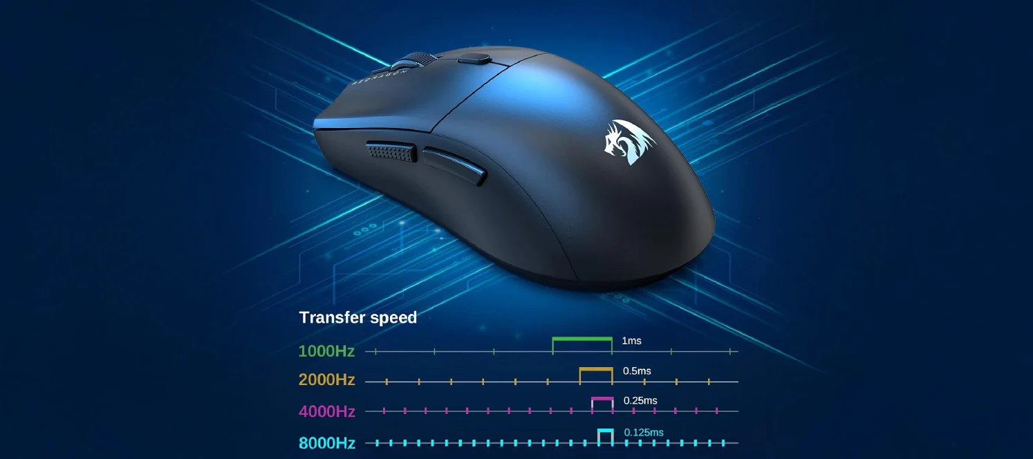 ماوس ألعاب Redragon M815 NEVA خفيف الوزن 44 جم، 8KHz، 26000 DPI، أسود - Thumbnail 11