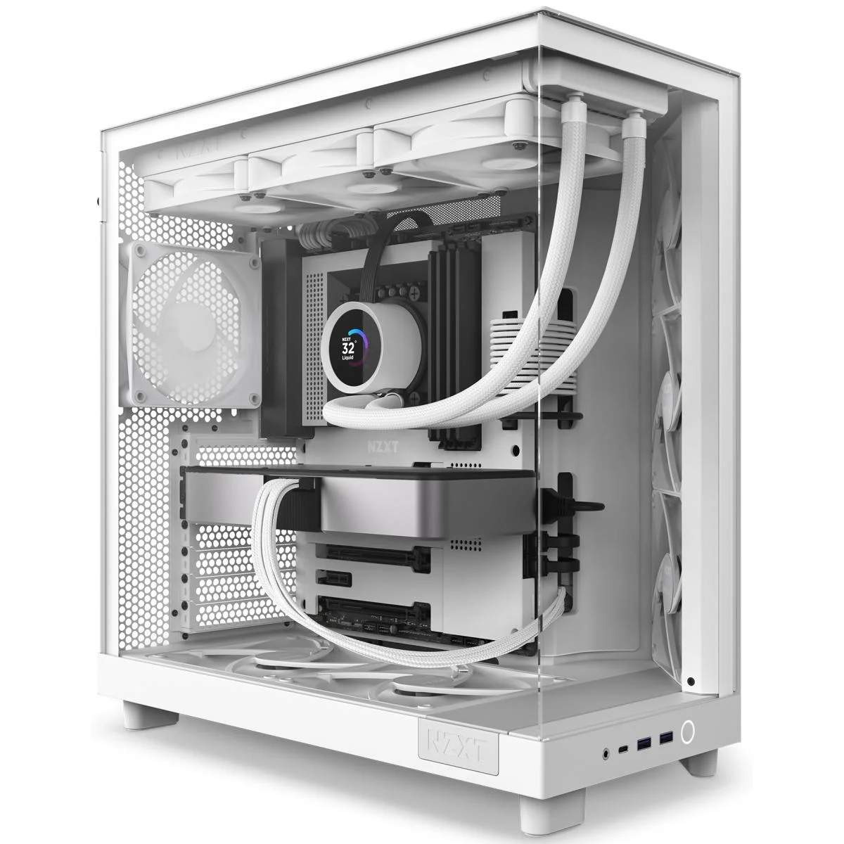NZXT H6 Flow Compact Dual-Chamber Mid-Tower Gaming Case White - Image 2