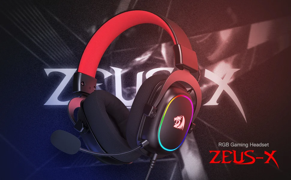 Redragon H510 Zeus-X RGB Gaming Headset with 7.1 Surround Sound and 53mm Drivers - Black - Thumbnail 10