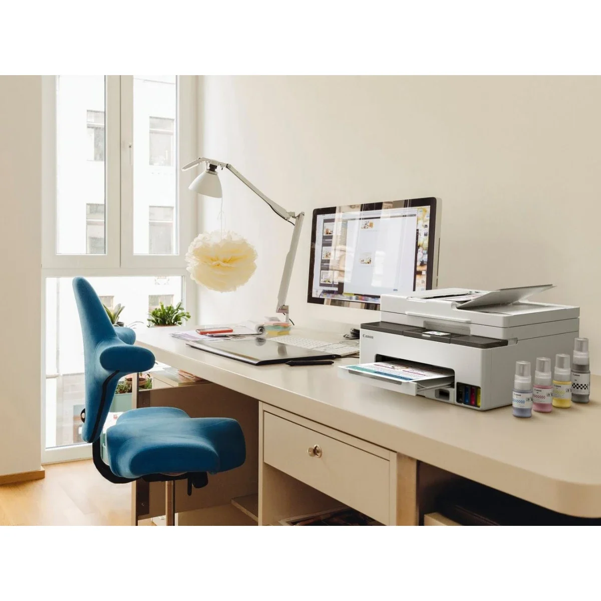 طابعة Canon MAXIFY GX2040 متعددة الوظائف بخزان حبر واتصال لاسلكي وشبكي مع وحدة تغذية مستندات تلقائية - White - Thumbnail 7
