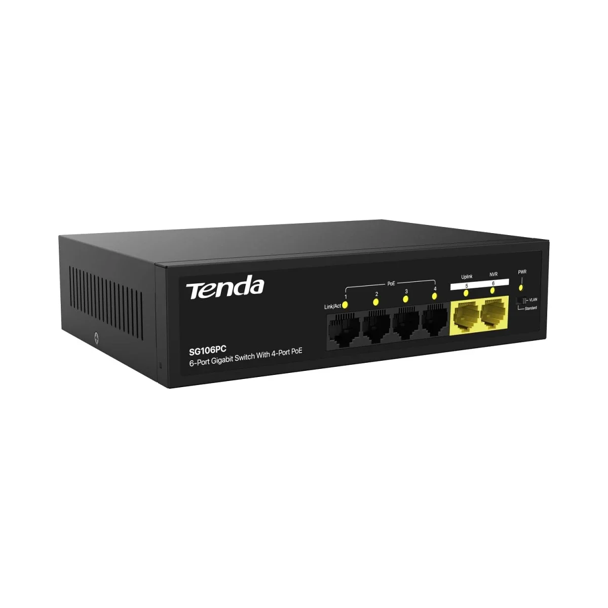 سويتش PoE جيجابت Tenda SG106PC 4 منافذ مع منفذي Uplink جيجابت، 45W، غير مدار - Image 2