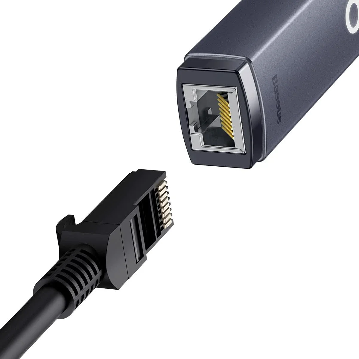 محول إيثرنت Baseus Lite Series من USB-C إلى RJ45 بسرعة جيجابت، رمادي - Thumbnail 2