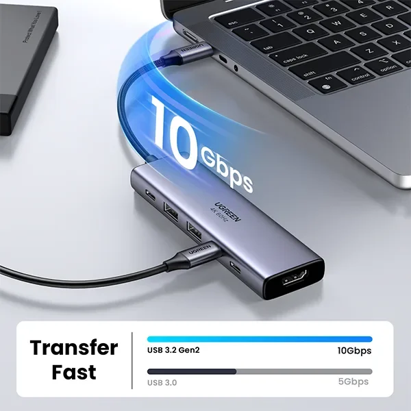 Ugreen 35999 USB-C 6-in-1 Multiport Adapter 4K 60Hz with USB 3.2 and PD 10Gbps - Image 2