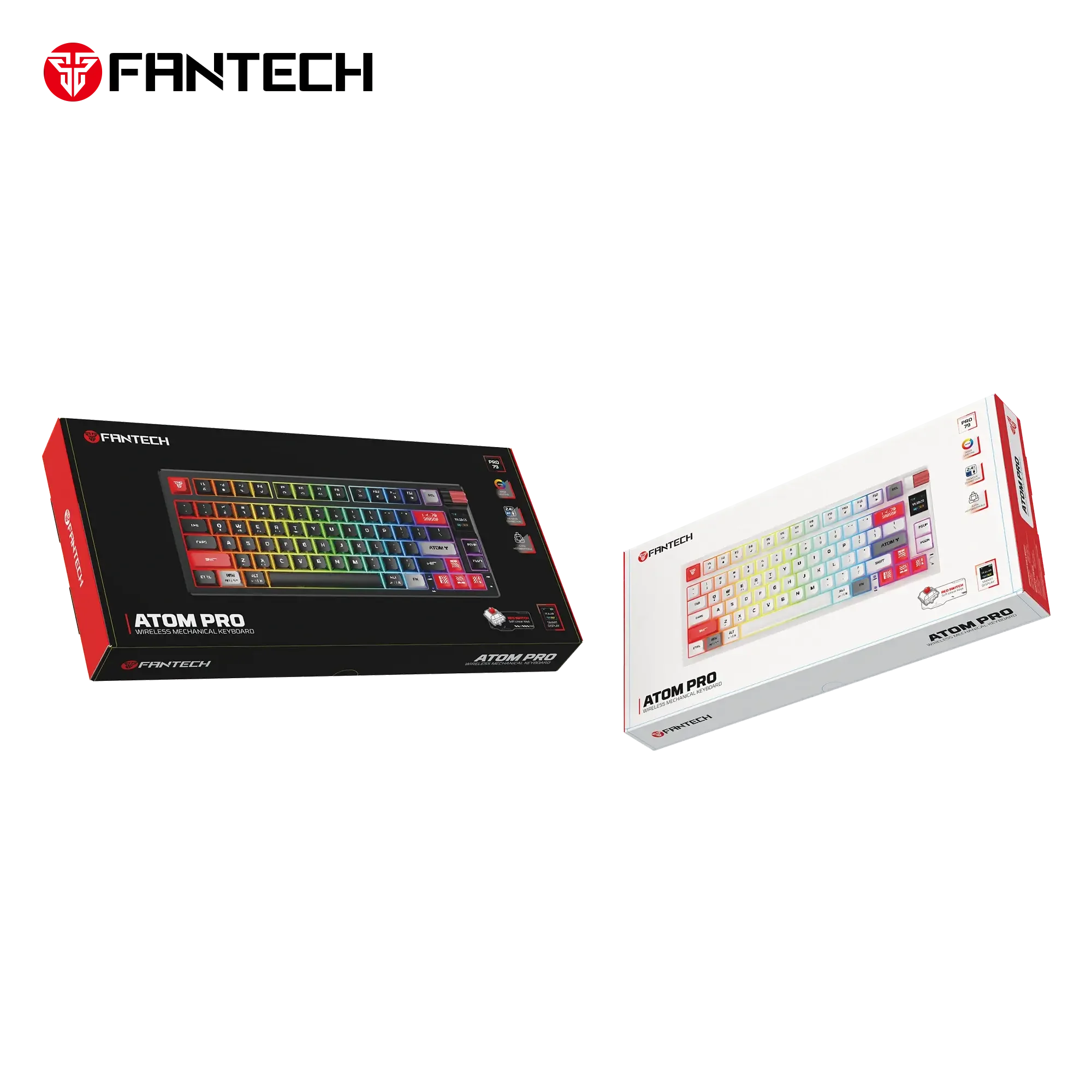 كيبورد ألعاب ميكانيكي لاسلكي مع 13 وضع إضاءة Fantech MK917 Atom - أبيض - Image 2