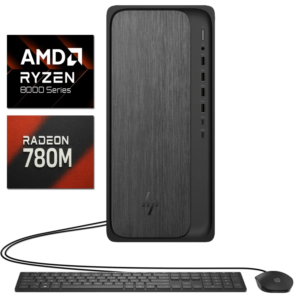 كمبيوتر مكتبي للألعاب HP OmniDesk M02-0234m Ryzen 7 8700G رام 16GB SSD سعة 1TB Radeon 780M أسود - Image 1
