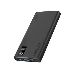 Promate Bolt-10Pro 10000mAh Ultra-Slim Power Bank with 10W USB-C and Dual USB - Black - Thumbnail 10