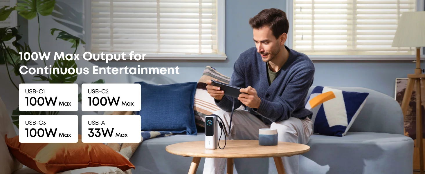 Anker Zolo A1695 25,000mAh 165W Power Bank with Built-In Cables - Thumbnail 11