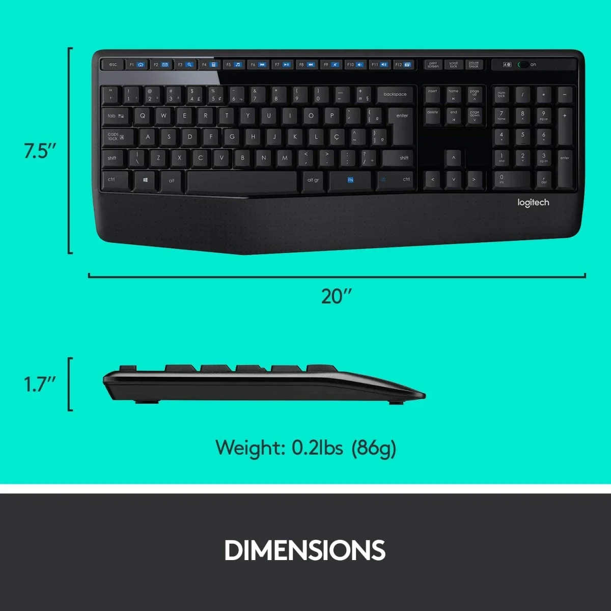 Logitech MK345 Wireless Keyboard and Mouse Combo with Palm Rest, Arabic/English Layout - Thumbnail 6